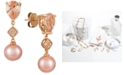 Le Vian Peach Morganite™ (1-1/2 ct. t.w.), Pink Cultured Freshwater Pearl (9mm), and Diamond Accent Drop Earrings in 14k Rose Gold